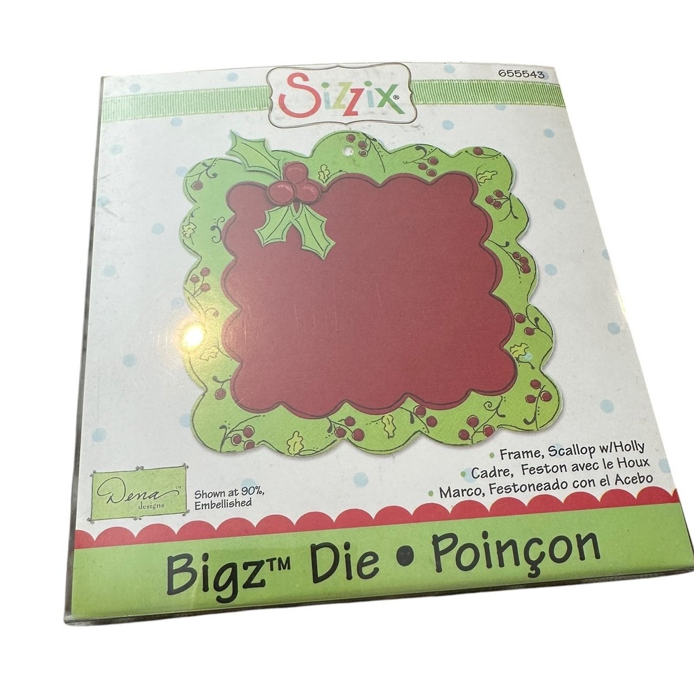 Sizzix Bigz Die 655543 Frame Scallop Holly Christmas Holiday Paper Crafting